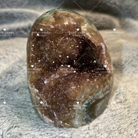 S002迷你紫晶鎮(棕色)瑪瑙邊層
